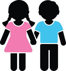girl and boy icon silhouette vector design