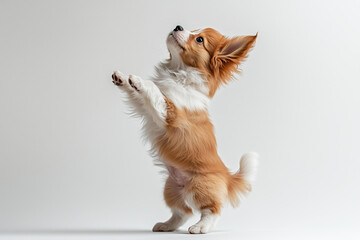 Spirited Papillon Puppy Leaping with Unbridled Joy: A Dynamic Capture of Canine Energy and Playful Movement