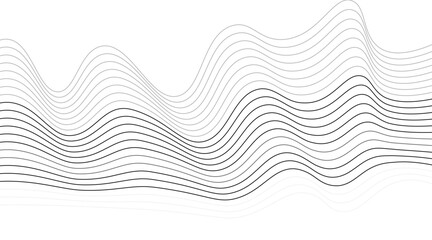 Vector wave lines smooth flowing dynamic black gradient isolated on white background for concept of technology, digital, communication, science, music