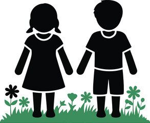 girl and boy icon silhouette vector design