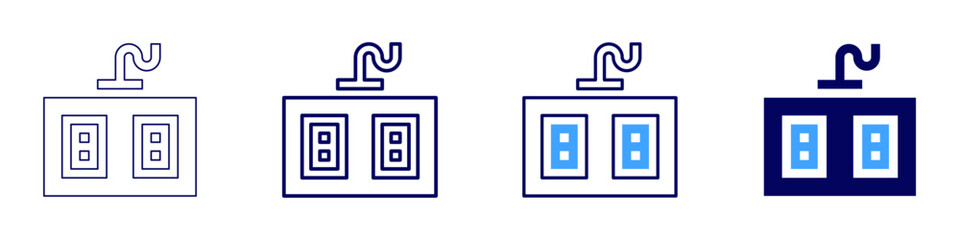 Power strip icon in 4 different styles. Thin Line, Line, Bold Line, Duotone. Duotone style. Editable stroke