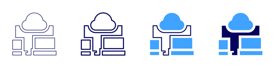 Processor device icon in 4 different styles. Thin Line, Line, Bold Line, Duotone. Duotone style. Editable stroke