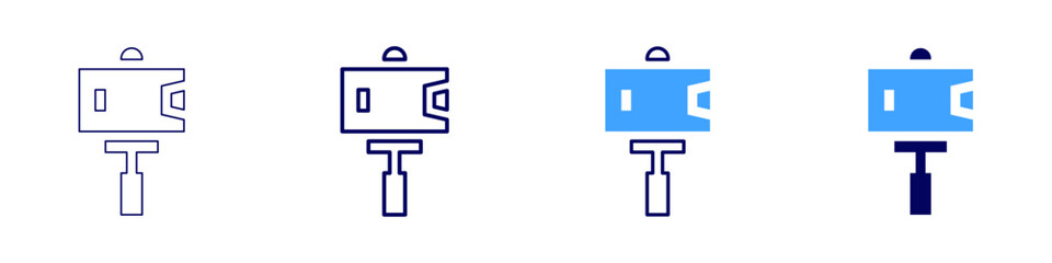 Selfie stick icon in 4 different styles. Thin Line, Line, Bold Line, Duotone. Duotone style. Editable stroke