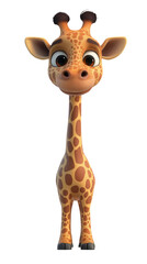 Obraz premium cartoon character giraffe isolated on transparent white background, png.