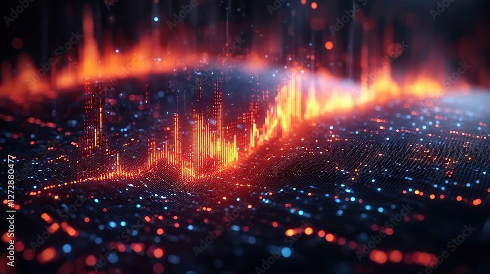 Poster dynamic 3d rendering of rising stock market graphs displaying bullish investment trends,financial gr