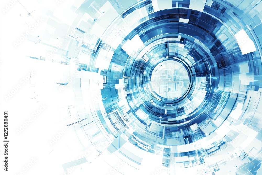 Poster abstract digital design with blue circular patterns