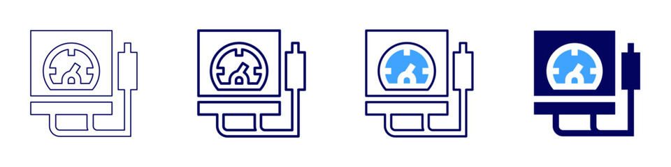 Voltmeter icon in 4 different styles. Thin Line, Line, Bold Line, Duotone. Duotone style. Editable stroke
