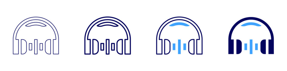 Wireless headphones icon in 4 different styles. Thin Line, Line, Bold Line, Duotone. Duotone style. Editable stroke