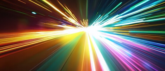 Obraz premium Colorful light trails creating dynamic motion effect