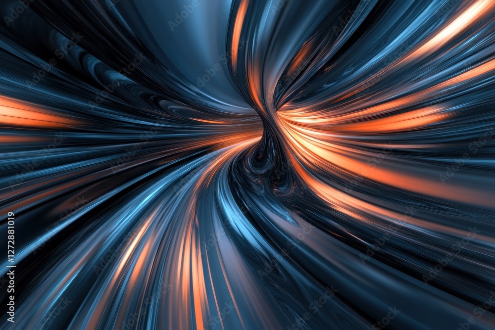 Aufkleber abstract swirling patterns in vibrant blue and orange hues, creating a dynamic and fluid visual expe