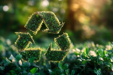 Lush Green Recycle Symbol in Nature Eco Friendly Sustainability Concept Image