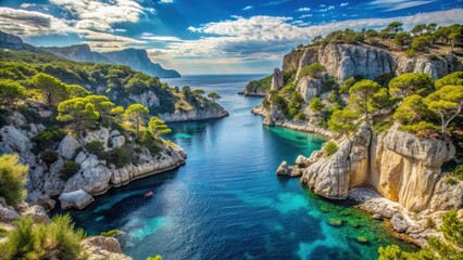 Fototapeta premium Breathtaking Calanque de Port Miou , rocky cliffs, Provence region