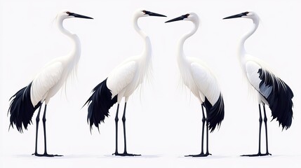 Obraz premium elegant cranes bird isolated on transparent background with graceful long necks,detailed plumage ideal for wildlife illustrations educational materials