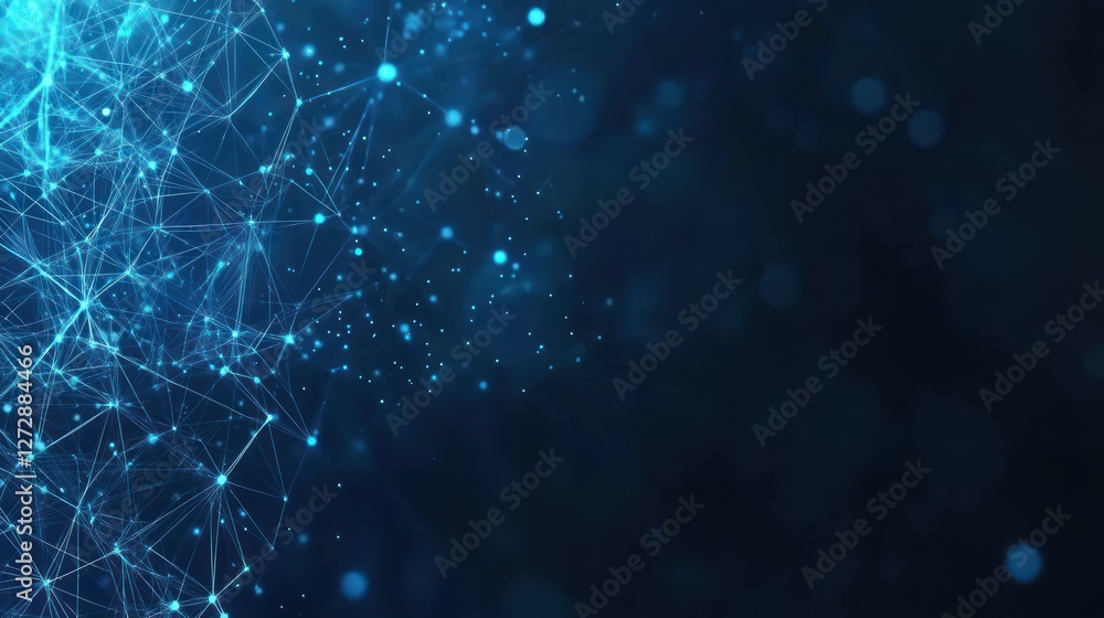 Poster abstract digital network with glowing blue nodes
