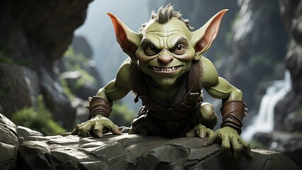 Fantasy troll character in beautiful environment