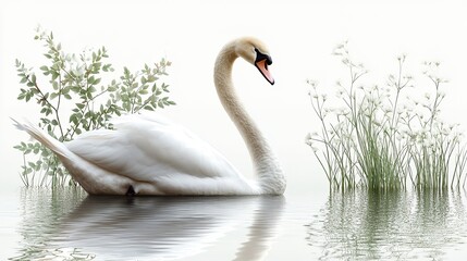 Fototapeta premium elegant swan png with graceful neck curve,majestic feathers isolated on transparent background for nature themed design projects,artistic creations