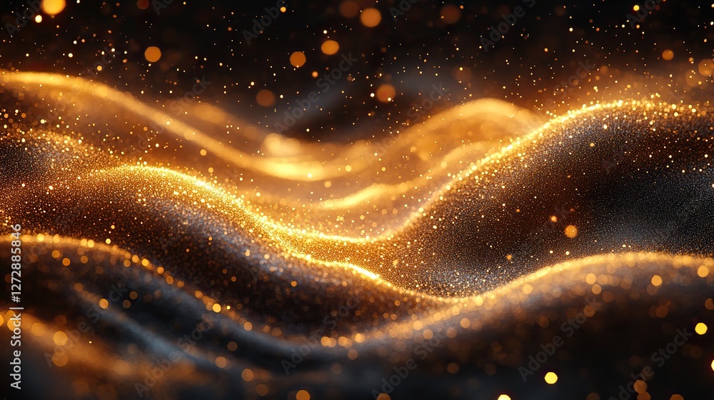 Poster elegant vector background with golden bokeh dust,sparkling blur effect for luxurious design projects
