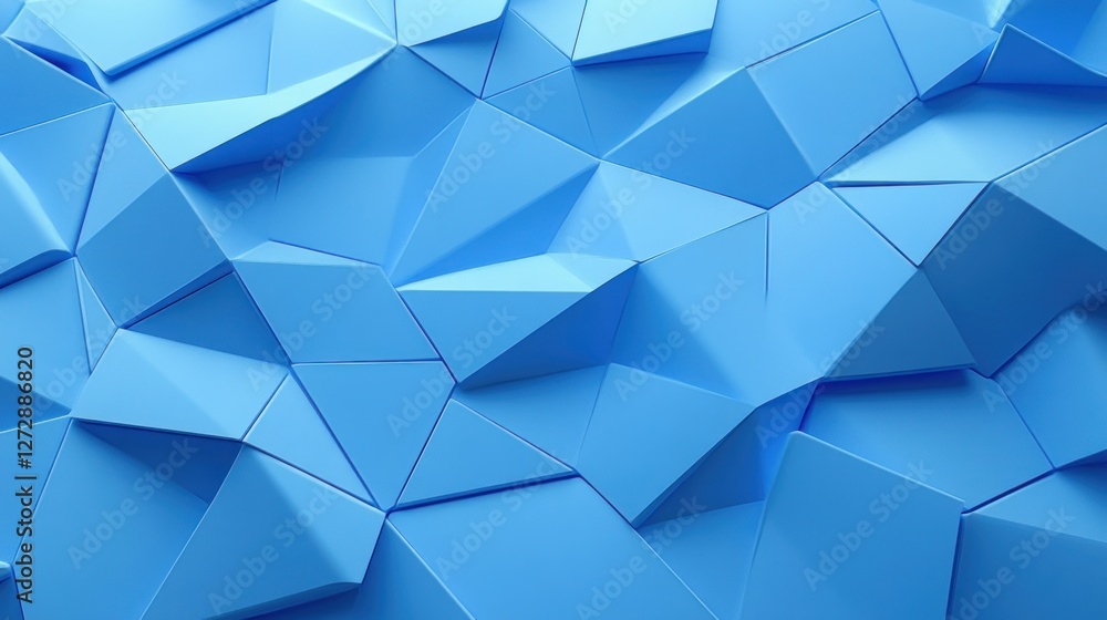 Poster abstract blue geometric pattern with sharp angles and depth
