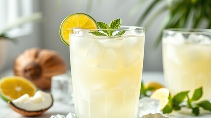 Fototapeta premium Creamy Coconut Margarita: Tropical Refreshment