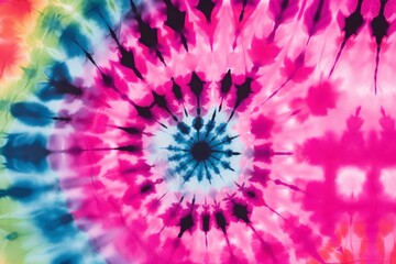 Obraz premium Colorful Tie-Dye Pattern with a Spiral Design in Bright Hues