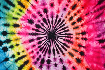Colorful Tie-Dye Pattern with Radial Burst Design in Bright Colors