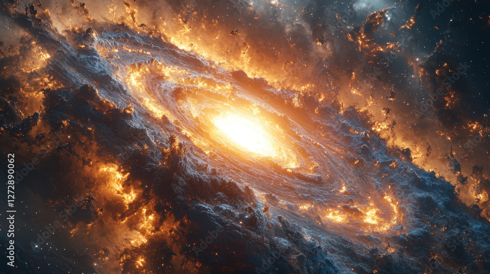 Aufkleber cosmic storm forms inside a gigantic black hole, distorting space and time with mesmerizing energy p