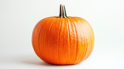 Obraz premium A bright orange pumpkin with smooth contours, isolated on a white background, emphasizing its rich fall colors