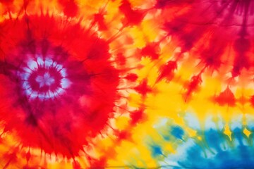 Vibrant Tie-Dye Patterns in Bright Colors on Fabric Background