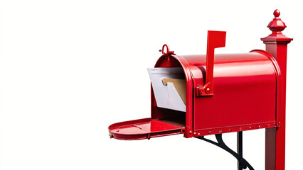 Red Mailbox with Letters Ready for Delivery