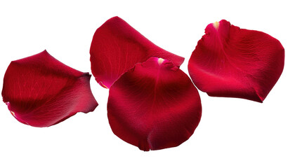 Maroon Rose Petals Isolated on Transparent Background