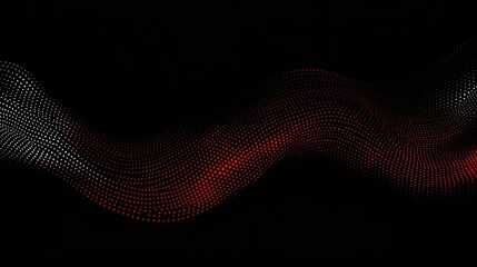 Abstract wave pattern with red and white dots on a black background, suggesting motion and energy, suitable for digital art or tech themes