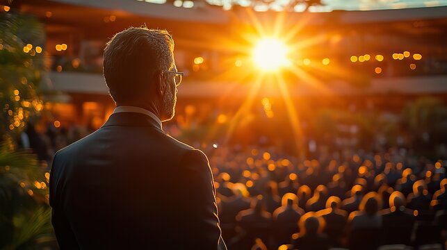 expert speaker delivering an inspiring keynote speech on business leadership,innovation at a global conference