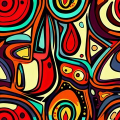Fototapeta premium Neotribal Pop Art Vibrant Patterns