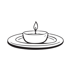 Candle on an earthenware plate vector icon