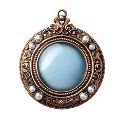 Ornate antique pendant with pearls and blank glass center