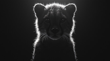 Cheetah piercing stare golden eyes black background dramatic lighting intense wildlife portrait high contrast fur texture fierce expression majestic feline power minimalistic fine art photography