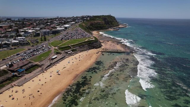 Bar Beach And Dixon Park Beach In New South Wales, Australia - Aerial Shot