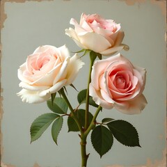 Obraz premium pink roses on white background