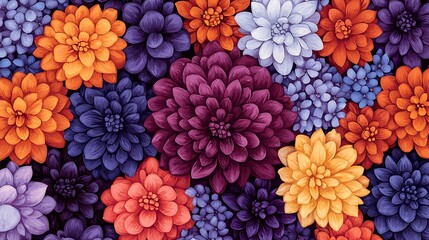 Vibrant fantasy landscape colorful flowers in bloom nature scene close-up view artistic expression