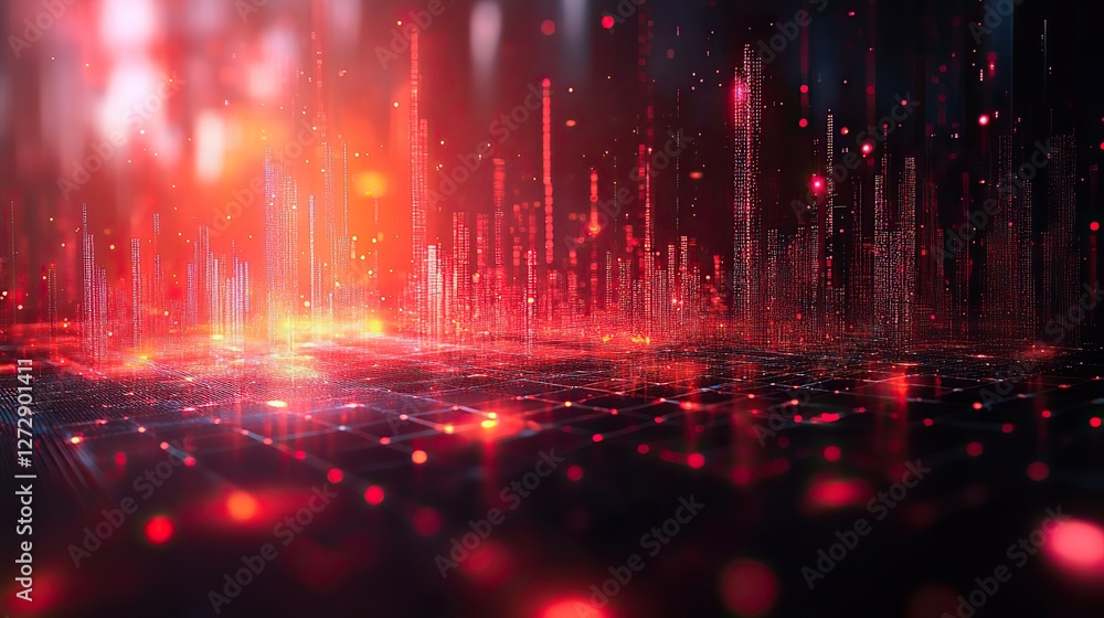 Poster fintech icon displayed on dynamic abstract financial technology background with digital data,graph e