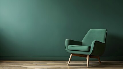 Green sofa chair in a green room Mockup, HD Wallpaper banner

