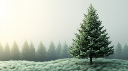 Fototapeta premium fir tree with green leaves,brown trunk isolated on transparent background
