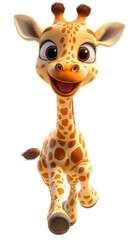 Obraz premium cartoon character giraffe isolated on transparent white background, png.