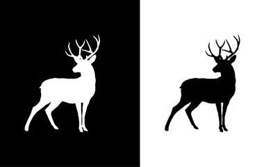 deer silhouette illustration vector, animal silhouette black illustration, art, vector, design, symbol, icon, pet, wild, wild animal silhouette black,