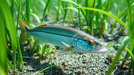 Florida Snook Hunting Prey in Eelgrass Bed - Wildlife Photography