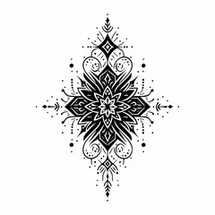 Ornamental Black and White Mandala Art