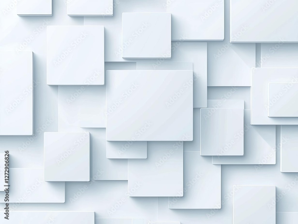 Aufkleber abstract composition of overlapping geometric squares with a sleek white design.
