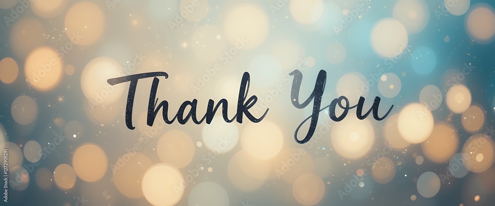 Poster elegant thank you message with bokeh lights and soft pastel color scheme background