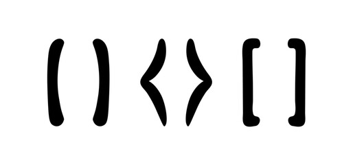 Hand drawn parenthesis. Doodle curly bracket set. Vector punctuation sketch figure for quotation. Decorative ornament for quote on white background