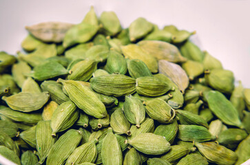 Close-up image of Cardamom isolated on white background